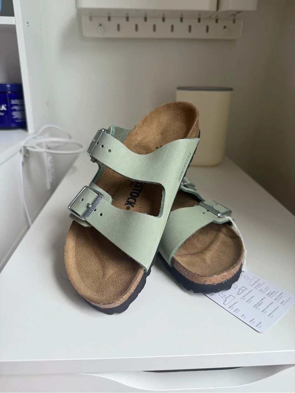 Birkenstock Double Buckle Slide Sandals in Sage Green